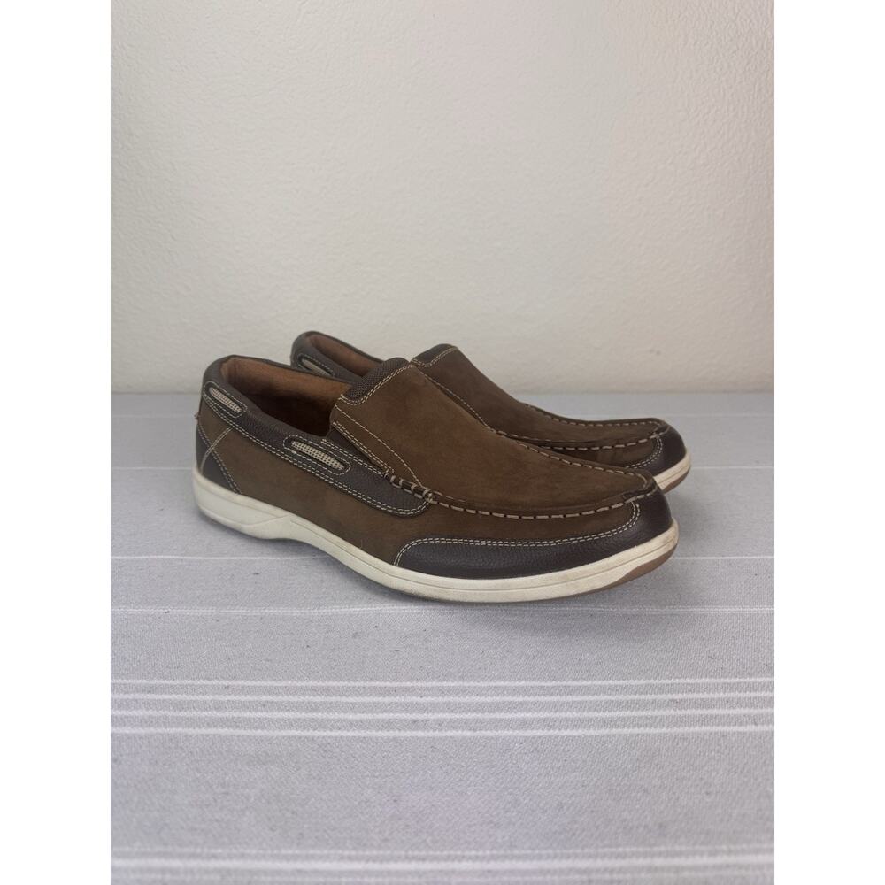 Florsheim Lakeside Moc Toe Slip On Loafers Nubuck Leather Boat Shoes Brown 10 M
